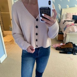 V neck button down sweater